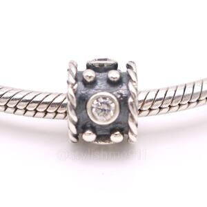 Authentic PANDORA Abstract Oxidized Charm with CZ - 790221CZ